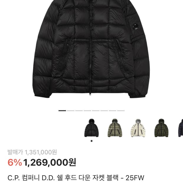 C.P. 컴퍼니 D.D. 쉘 후드 다운 자켓 블랙 - 25FW