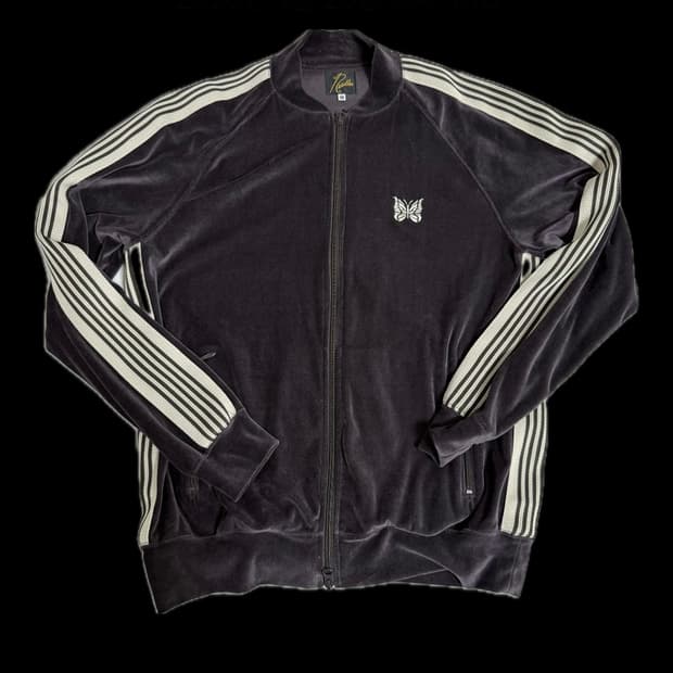 니들즈 트랙자켓 M 벨벳 보라 흰 