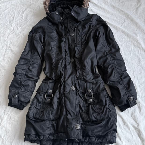 블랙 펑크 펑투케 고딕 갸루 락시크 패딩 자켓 