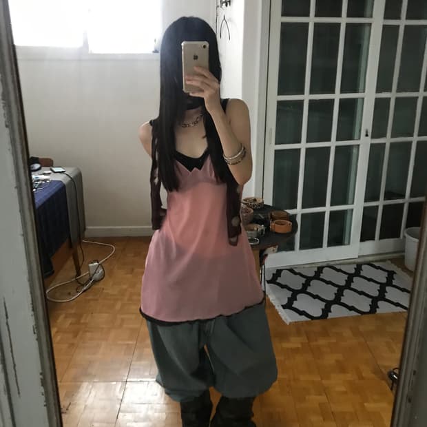 vintage pink see-through sleeveless