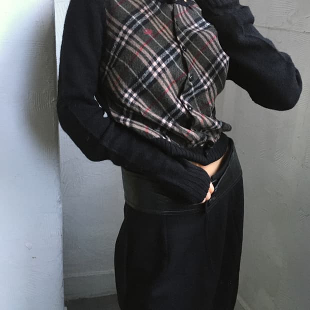 Burberry 버버리 블루 라벨 체크 니트 가디건