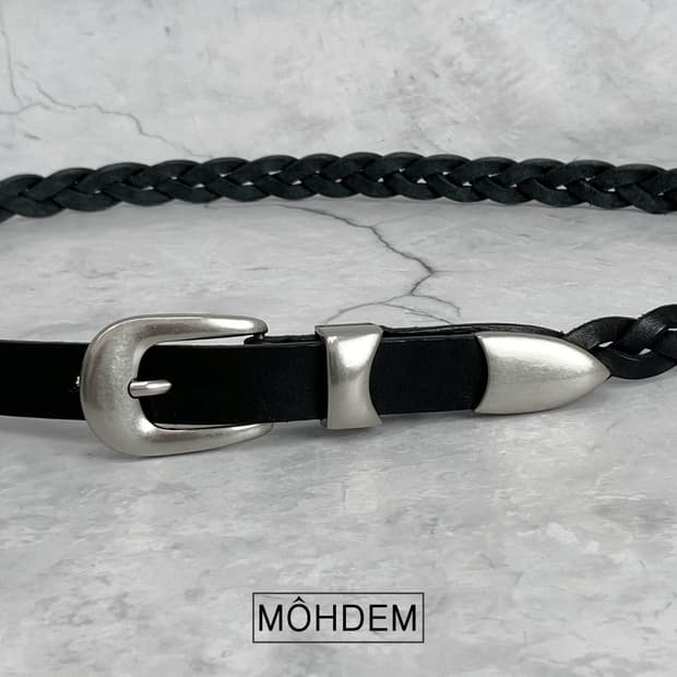 [Unisex] 하프 위빙 이태리 가죽벨트 블랙