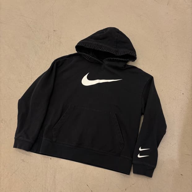 나이키 빅로고 블랙 후드티