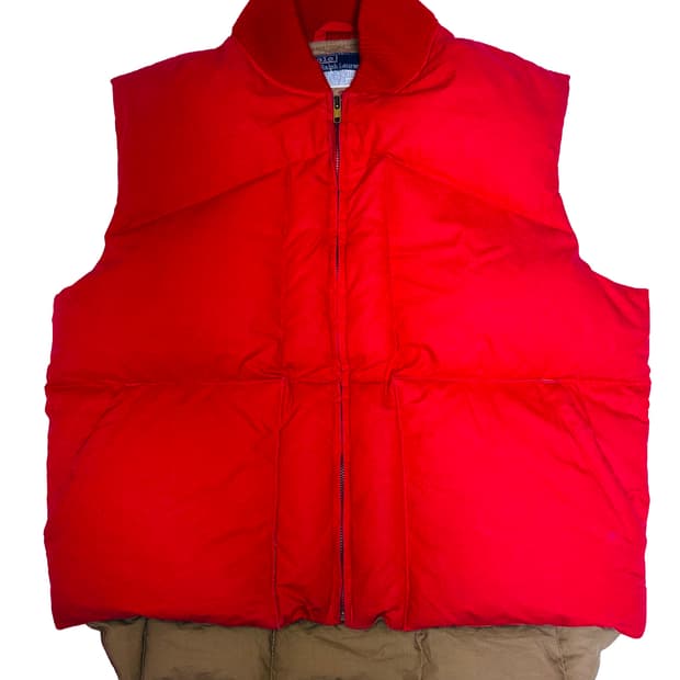 빈티지 90s 폴로 랄프로렌 다운 패딩 베스트 패딩조끼 레드 XL