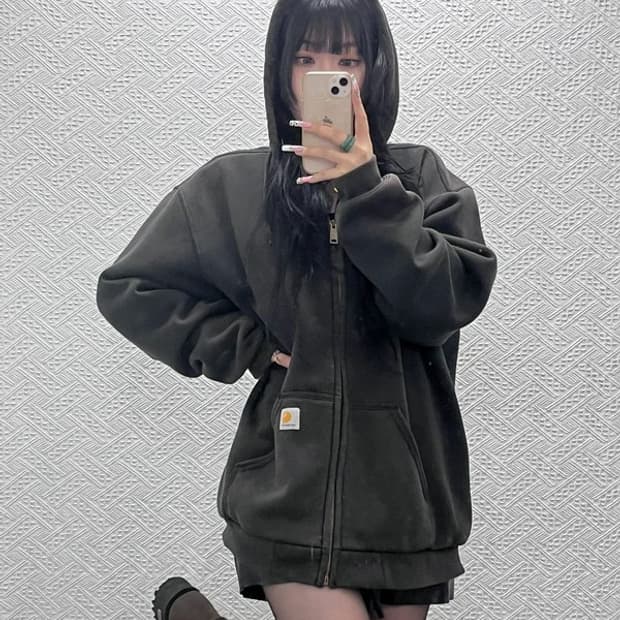 칼하트 빈티지 캐주얼 오버핏 레인디펜더 써멀 후드집업 L C11460