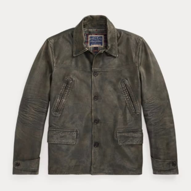 더블알엘 rrl 인디고 레더 카코트 xl