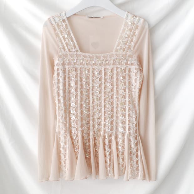 beads flower see-through T 