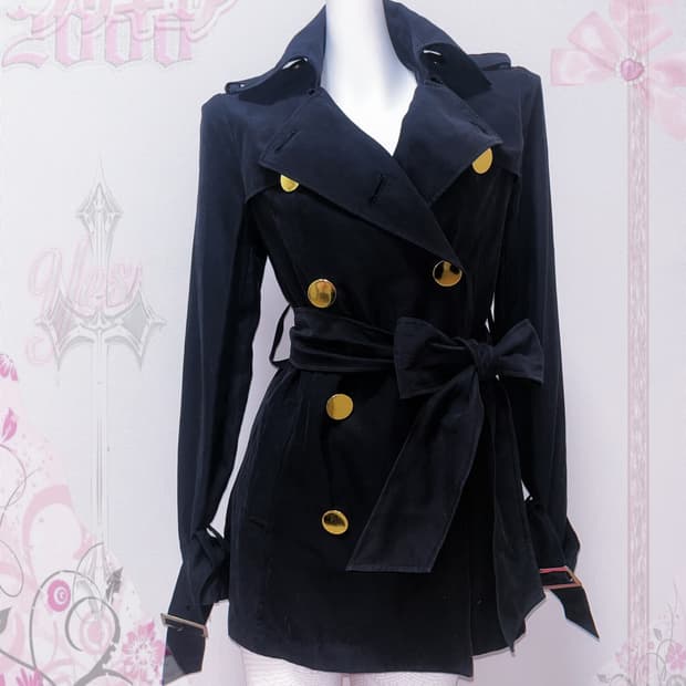 EGOIST 블랙 골드단추 애니여주 갸루 지뢰계 슬림핏 코트