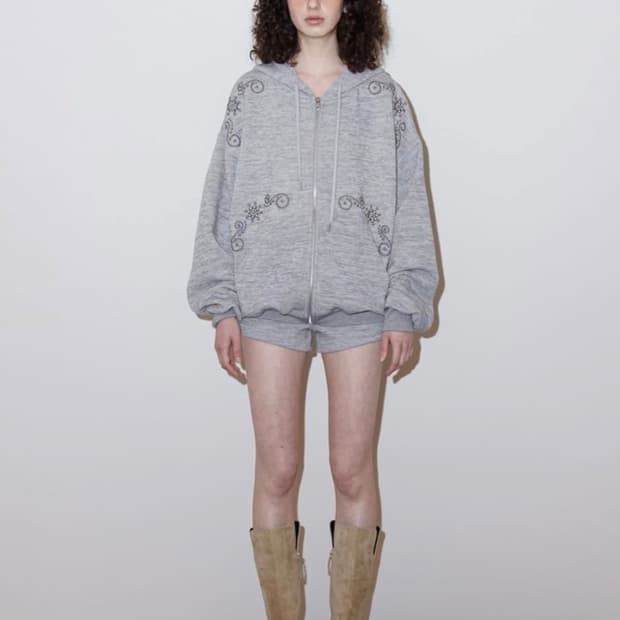 폴리수엠 STUDDED DOLPHIN SHORTS, GRAY