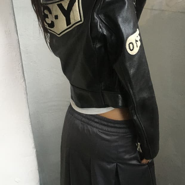 Y-3 16AW 블랙 백로고 패치드 모터사이클 레더 자켓