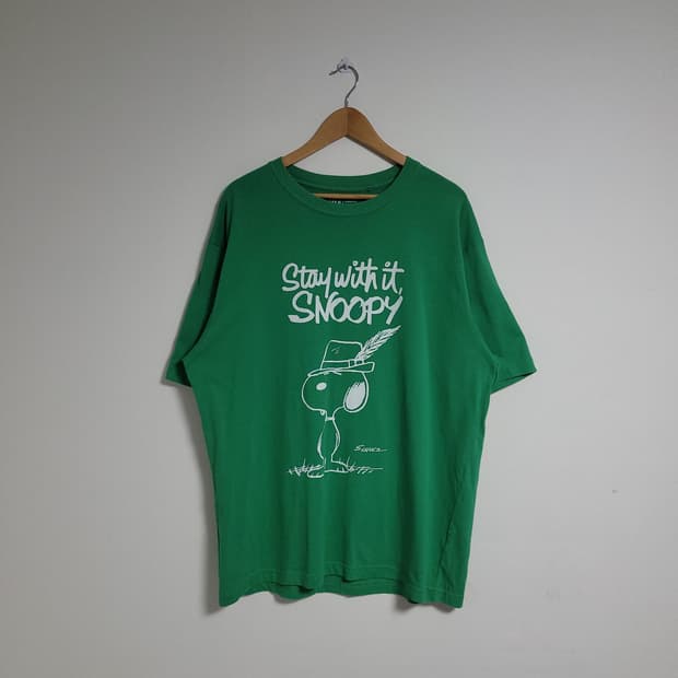 (XL) UNIQLO 유니클로 UT 스누피 프린팅 반팔 티셔츠 그린