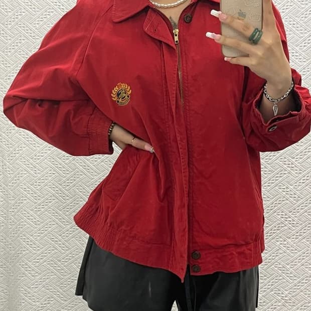 버버리 레트로 빈티지 월계수 자수패치 노바체크 자켓 S C13737