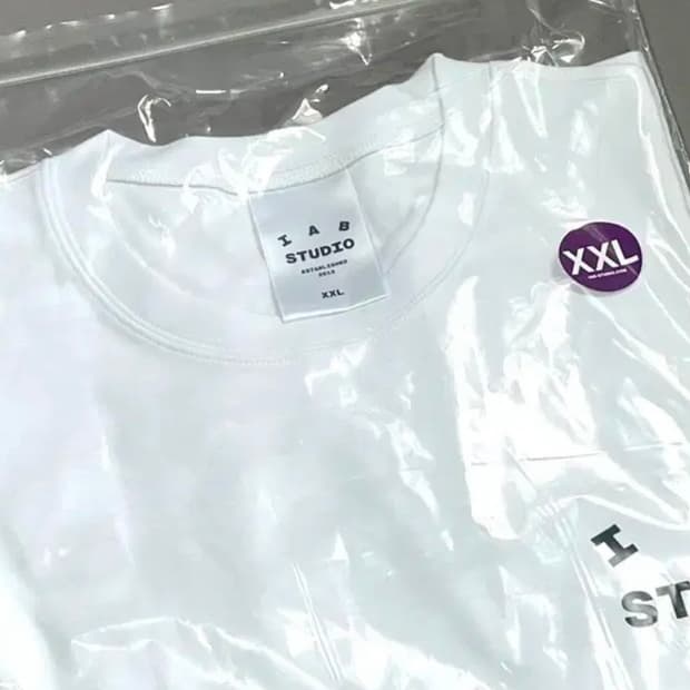 아이앱 스튜디오 티셔츠 화이트 네이비 XXL