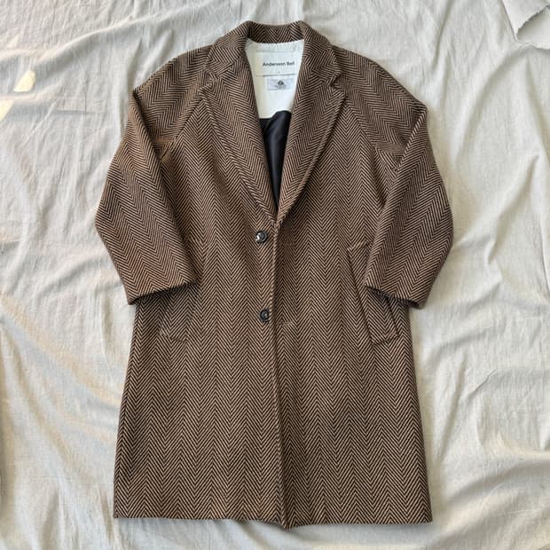 앤더슨벨 헤링본 브라운 코트 S(100)