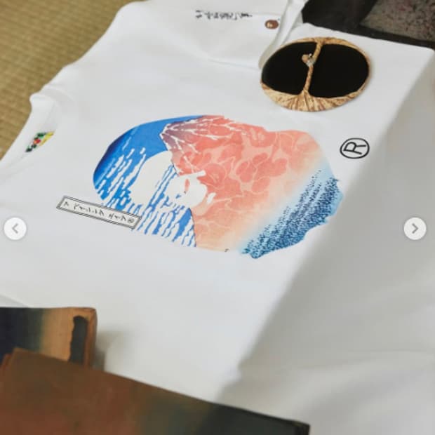 [S] 베이프 X 우키요에 "후지산36경" 빅사루 반팔티 블랙