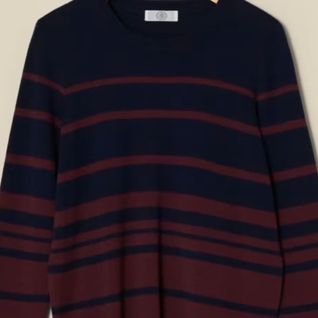 제이프레스 J.PRESS 스트라이프 니트 울100% 라운드넥