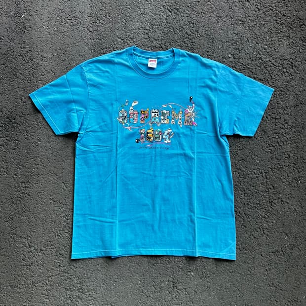슈프림 바시티 티셔츠 블루 XL