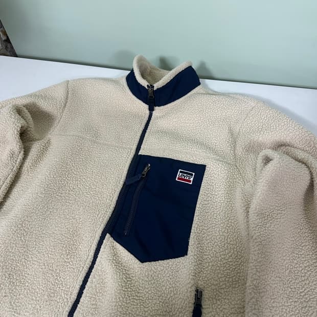 L 리바이스 아이보리 레트로 후리스자켓