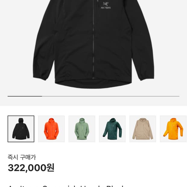 (SS급) 아크테릭스 스쿼미시 후디 블랙 