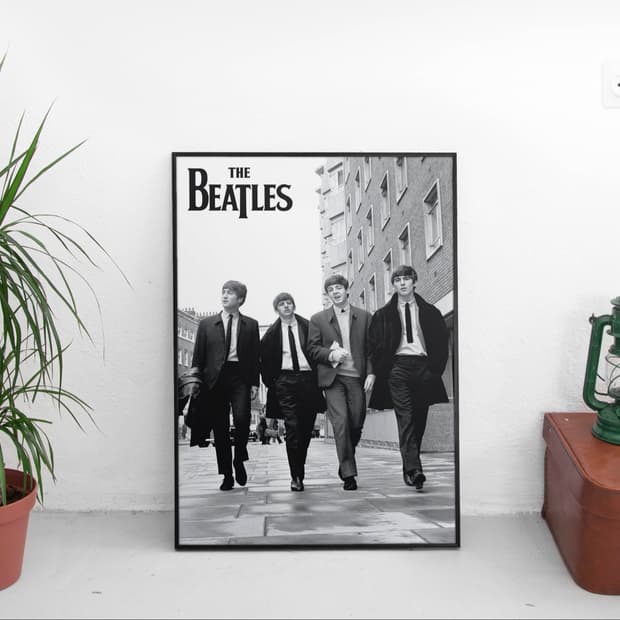 비틀즈 포스터 흑백 액자 50x70cm 대형 사이즈 인테리어
