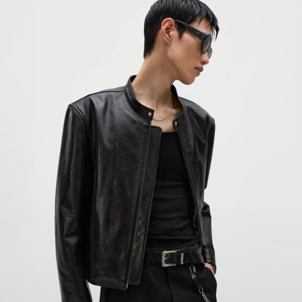 엘무드 카르벤 카우 레더 레이서 자켓 블랙 46