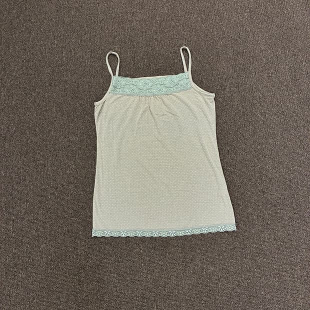M) Japanese vintage 여성 레이스 디테일 도트 나시