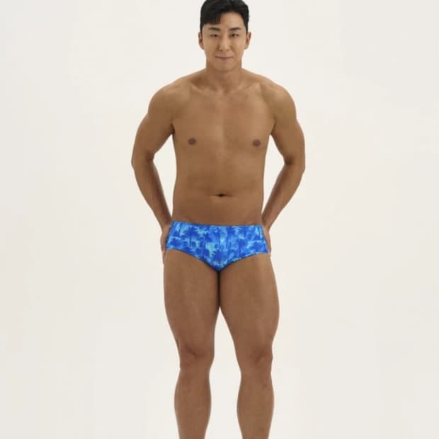 Oeri 오에리 남성 수영복 블루 야자수 패턴