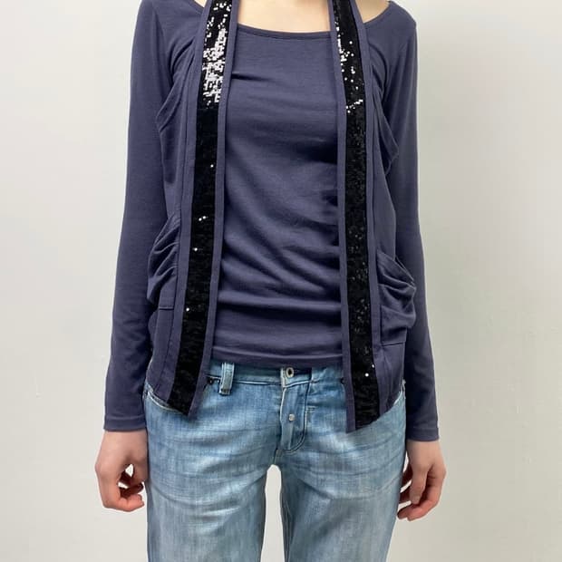 빈티지 새퀸 디테일 탑