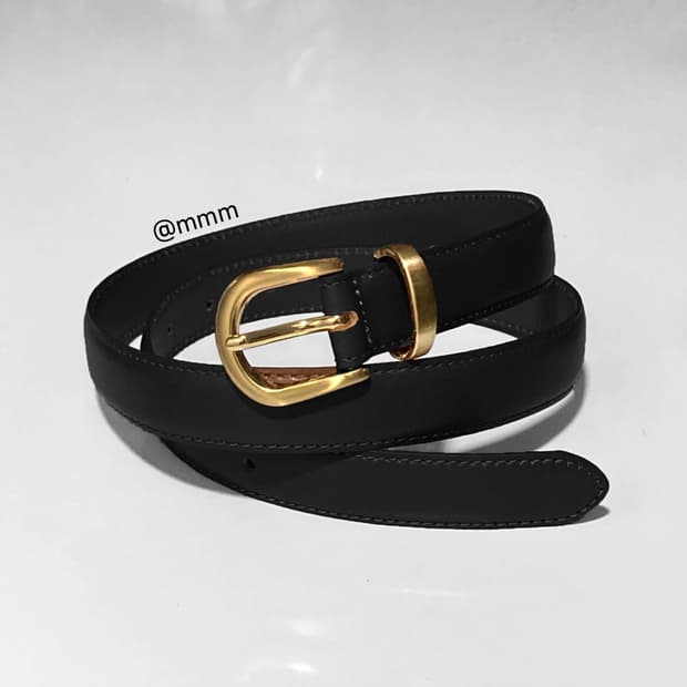 [Unisex]골드링 이태리 가죽 벨트 블랙