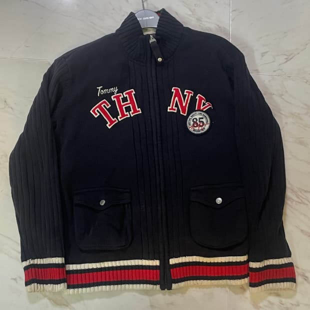 빈티지 타미힐피거 네이비 니트 집업