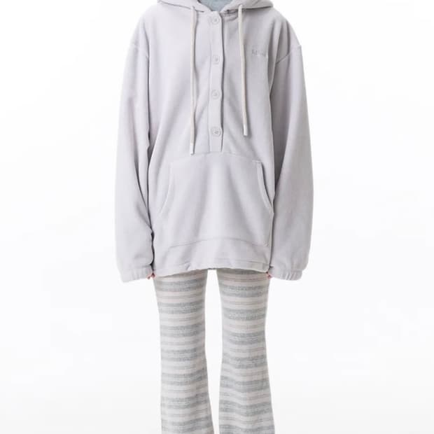 파히섬 탠스댄스 스트라이프 슬림 밴딩 팬츠 크림