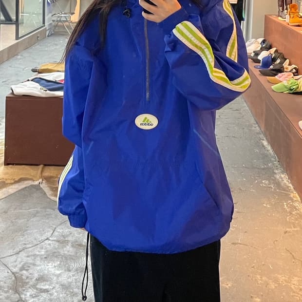 아디다스 올드스쿨 퍼플 아노락 바람막이 H470
