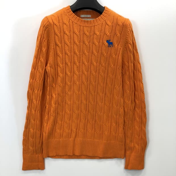 아베크롬비 자수로고 케이블니트 100 