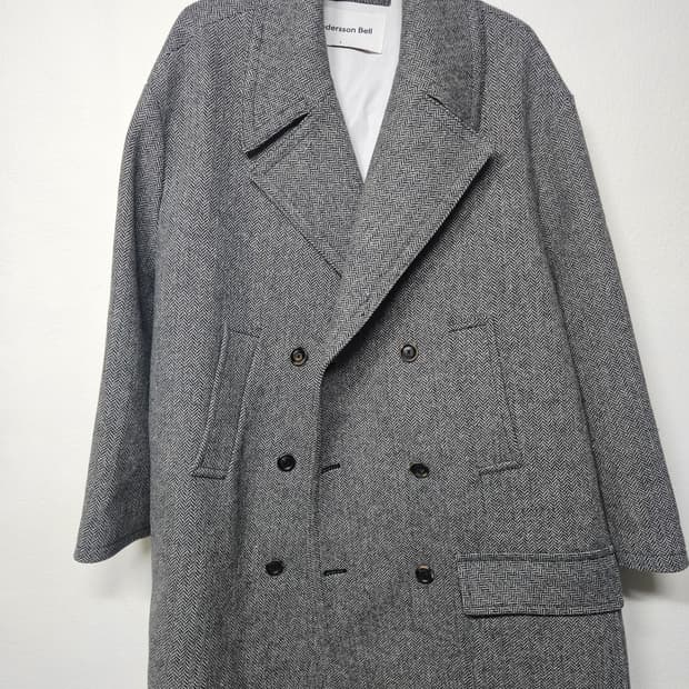 앤더슨벨 헤링본 더블 코트 L사이즈 오버핏