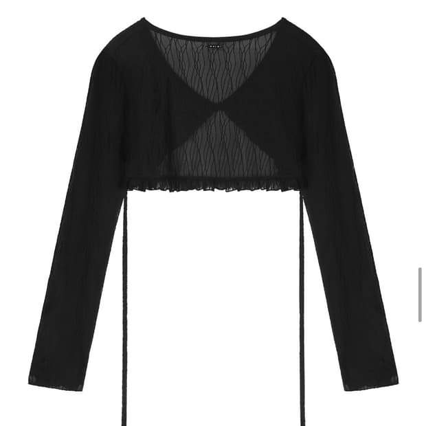 므넴 woodgrain bolero 가디건 블랙