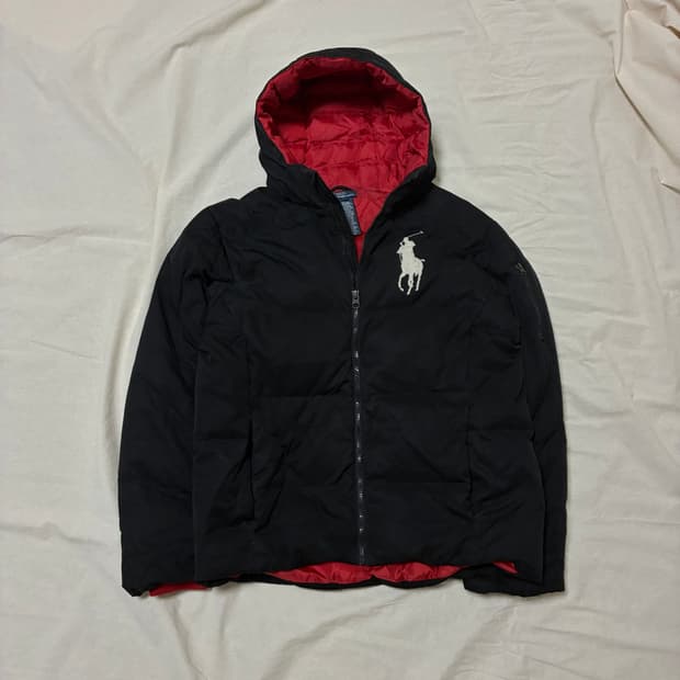 폴로 빅포니 후드 패딩 블랙 XL