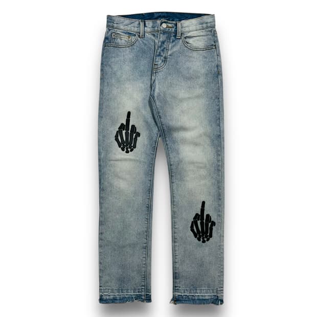 MNML Fxck you 스켈레톤 빈티지 데님 팬츠