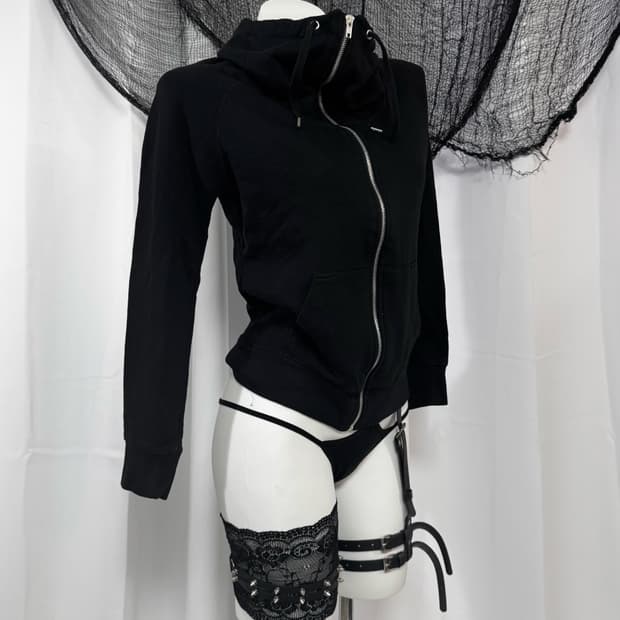 black high neck zip up