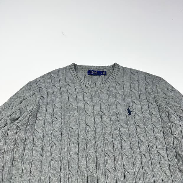 폴로 랄프로렌 포니 그레이 꽈배기 니트 (L)