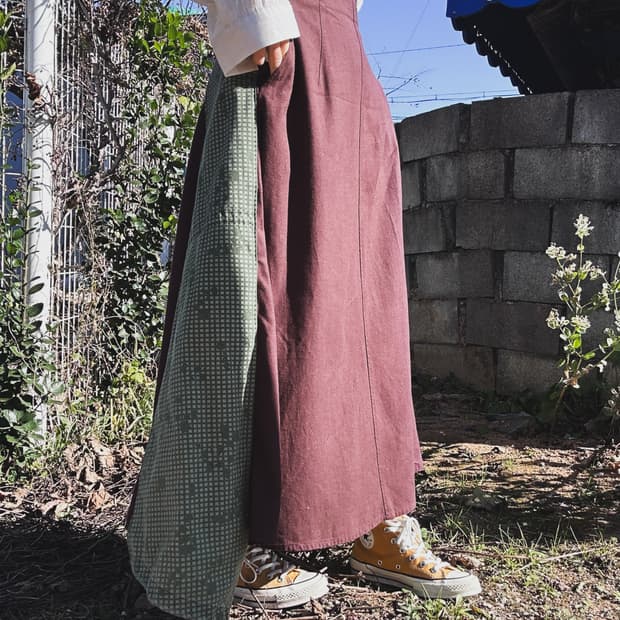 일본 빈티지 롱 스커트 모리룩 그런지 특이한옷