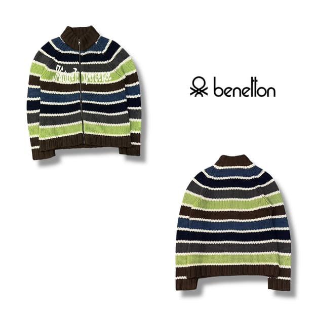  베네통 스트라이프 니트 집업 y14130