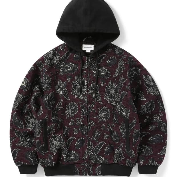 Floral Work Jacket Burgundy