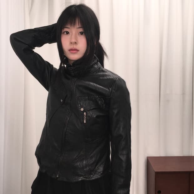 블랙 램스킨 가죽자켓