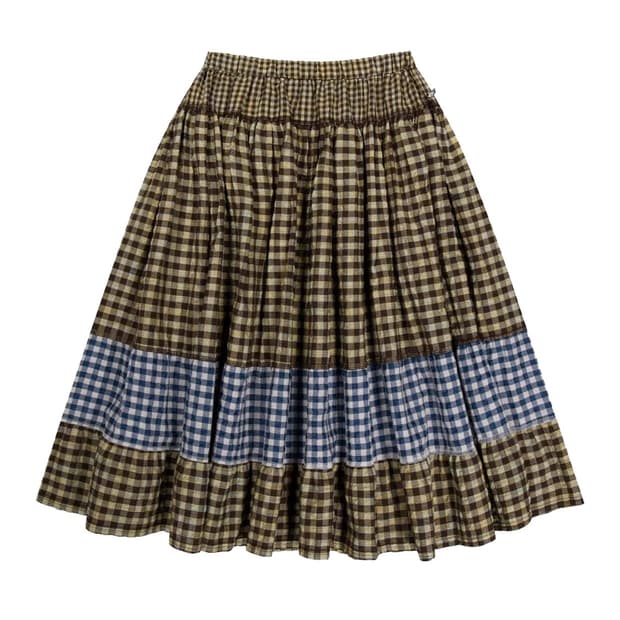 MORI CHECK SKIRT BROWN