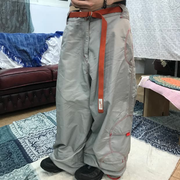 Kik wear 빈티지 벨티드 스티치 카고팬츠 