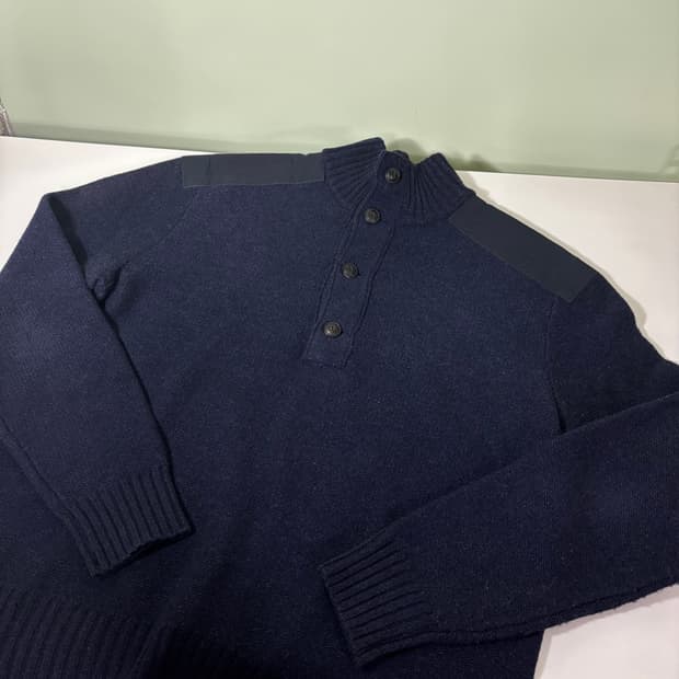 100 L 폴로 랄프로렌 네이비 모100% 어깨패치 크루넥니트