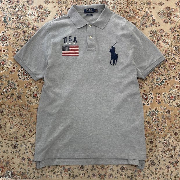 폴로 랄프로렌 그레이 빅포니 USA 성조기 카라티 