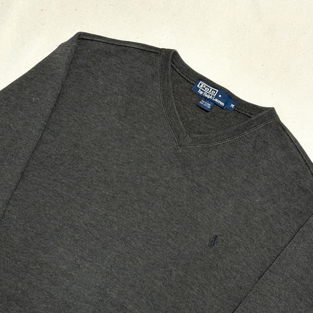 M 폴로랄프로렌 챠콜 코튼 브이넥 맨투맨
