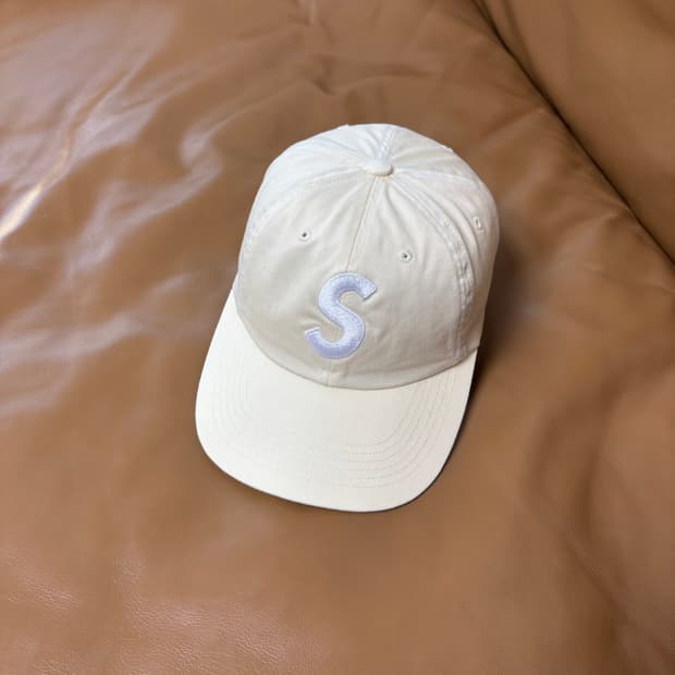 슈프림 S로고 6패널 볼캡 모자 워시드 내츄럴