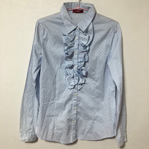 Sky Blue Dot Frill Shirts